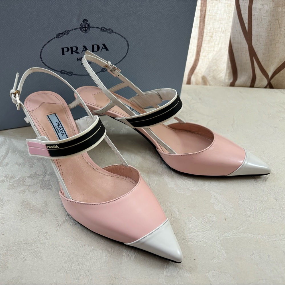 🆕 Prada Milano Logo"New Collection" gorgeous slingback, in Box ( Run big)